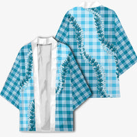Blue Hawaii Palaka Kimono Hawaiian Pikake Lei