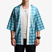 Blue Hawaii Palaka Kimono Hawaiian Pikake Lei