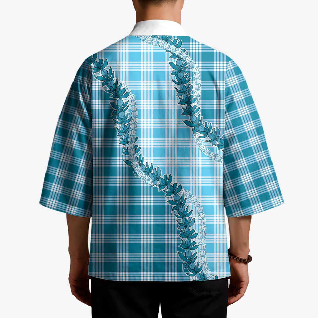 Blue Hawaii Palaka Kimono Hawaiian Pikake Lei