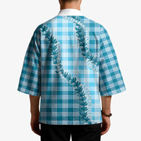 Blue Hawaii Palaka Kimono Hawaiian Pikake Lei