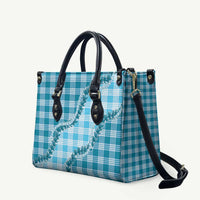 Blue Hawaii Palaka Leather Bag Hawaiian Pikake Lei LT05 Blue - Polynesian Pride