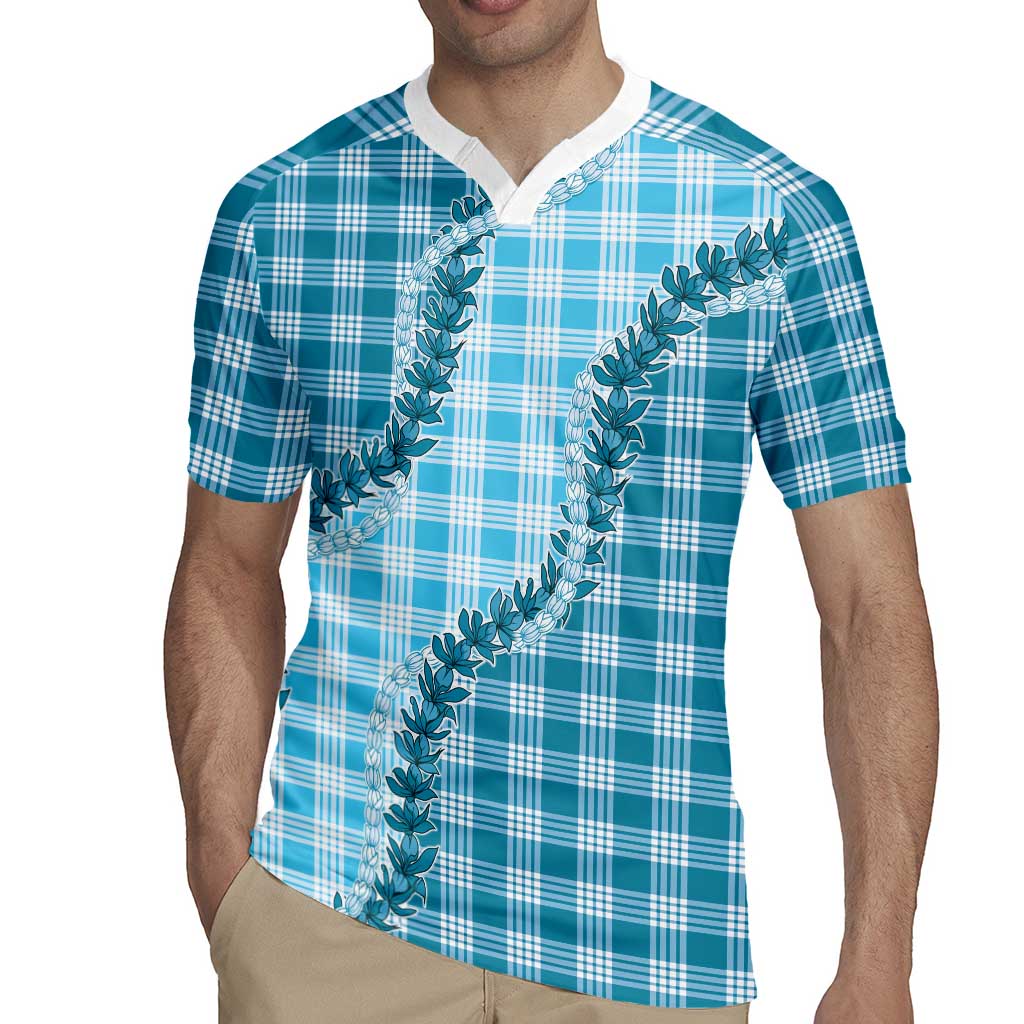 Blue Hawaii Palaka Rugby Jersey Hawaiian Pikake Lei LT05 - Polynesian Pride