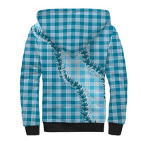 Blue Hawaii Palaka Sherpa Hoodie Hawaiian Pikake Lei