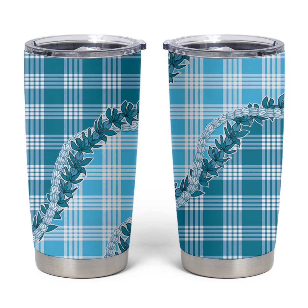 Blue Hawaii Palaka Tumbler Cup Hawaiian Pikake Lei