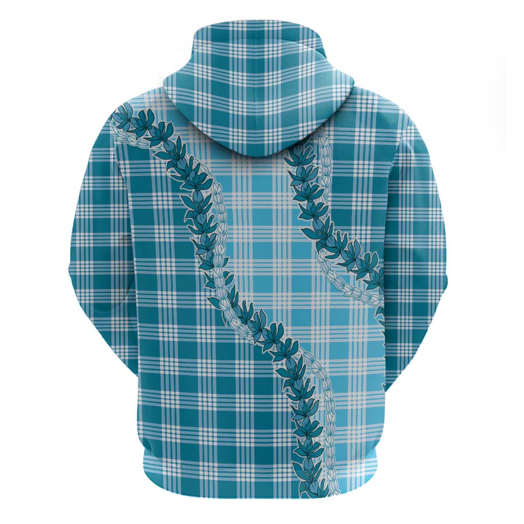 Blue Hawaii Palaka Zip Hoodie Hawaiian Pikake Lei