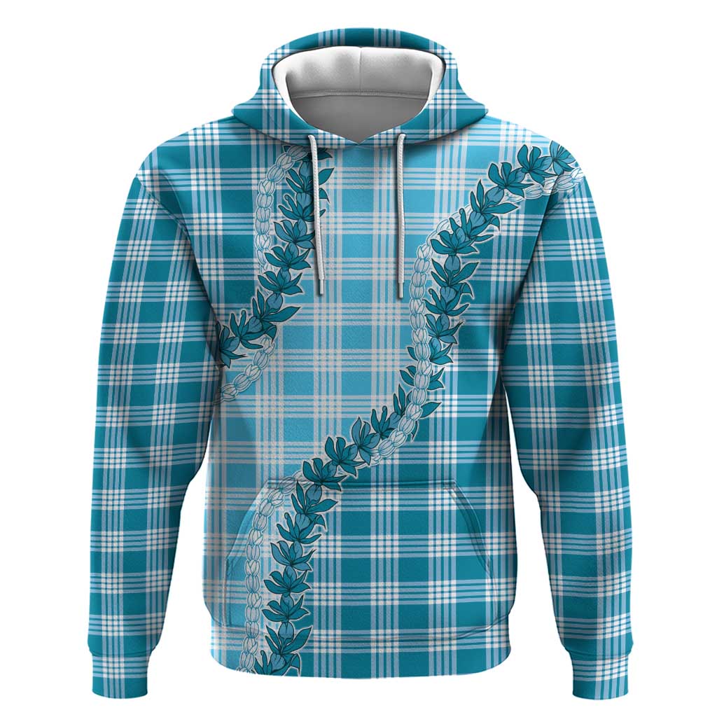 Blue Hawaii Palaka Zip Hoodie Hawaiian Pikake Lei