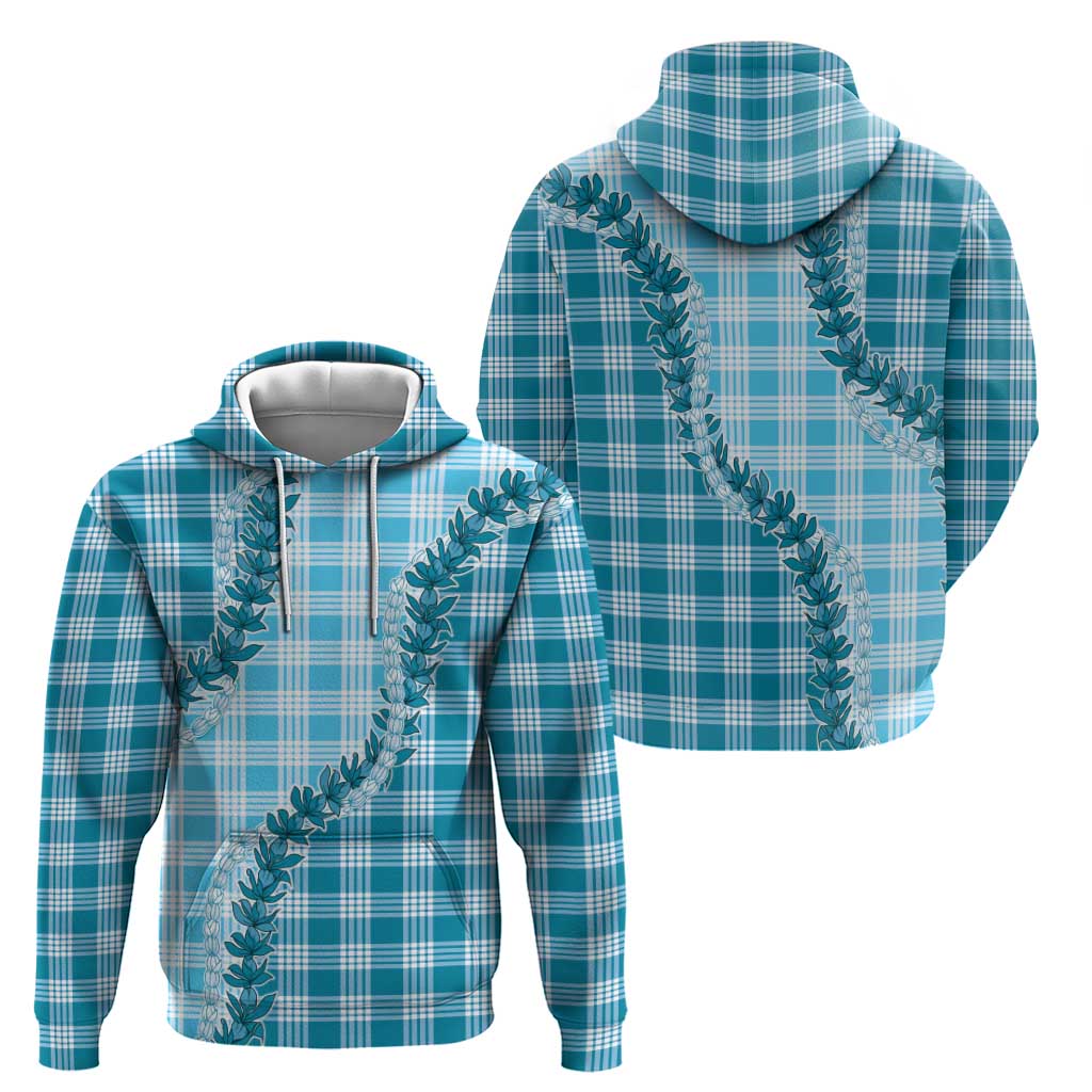 Blue Hawaii Palaka Zip Hoodie Hawaiian Pikake Lei