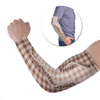 Beige Hawaii Palaka Arm Sleeves Hawaiian Pikake Lei