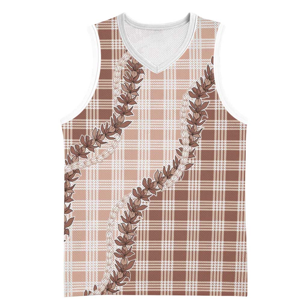 Beige Hawaii Palaka Basketball Jersey Hawaiian Pikake Lei LT05 Unisex Beige - Polynesian Pride