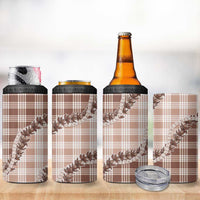 Beige Hawaii Palaka 4 in 1 Can Cooler Tumbler Hawaiian Pikake Lei LT05 - Polynesian Pride