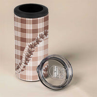 Beige Hawaii Palaka 4 in 1 Can Cooler Tumbler Hawaiian Pikake Lei LT05 - Polynesian Pride