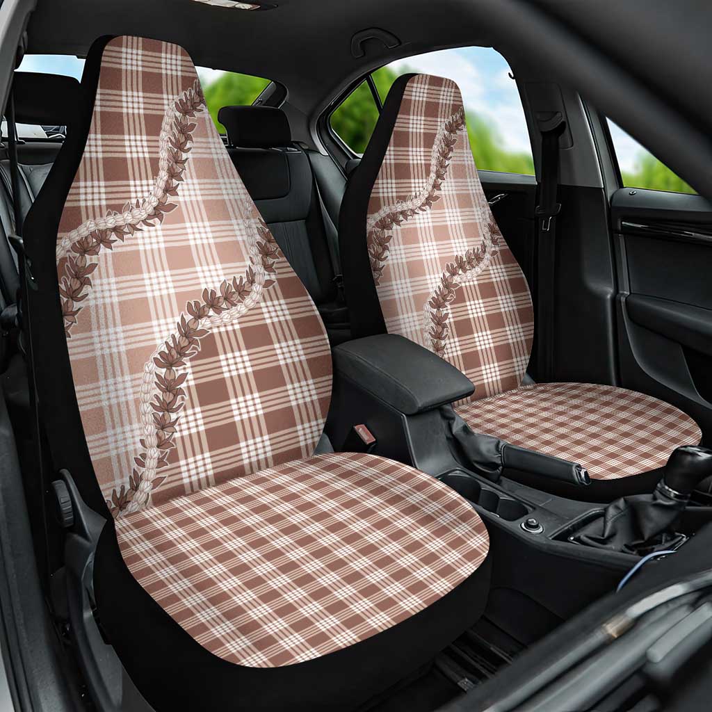Beige Hawaii Palaka Car Seat Cover Hawaiian Pikake Lei
