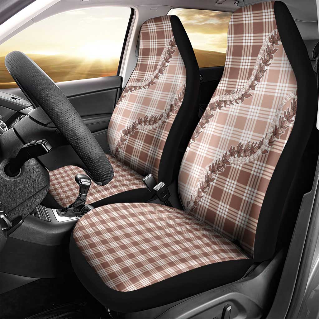 Beige Hawaii Palaka Car Seat Cover Hawaiian Pikake Lei