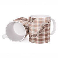 Beige Hawaii Palaka Ceramic Mug Hawaiian Pikake Lei
