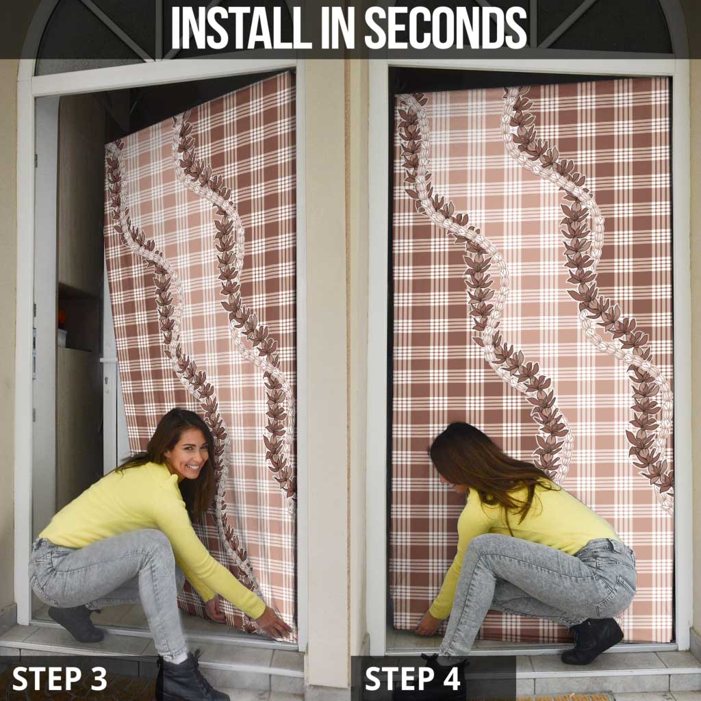 Beige Hawaii Palaka Door Cover Hawaiian Pikake Lei LT05 - Polynesian Pride