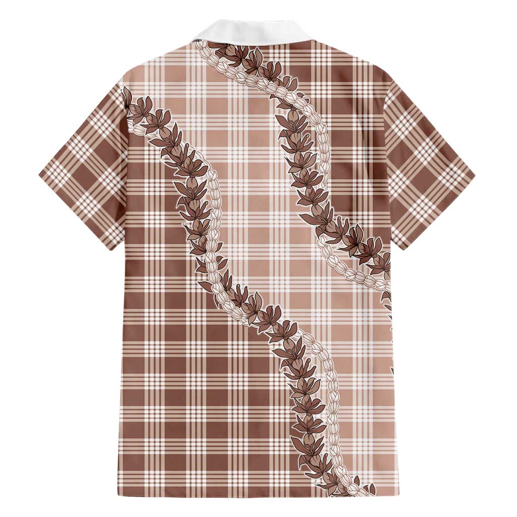 Beige Hawaii Palaka Family Matching Off Shoulder Maxi Dress and Hawaiian Shirt Hawaiian Pikake Lei LT05 - Polynesian Pride