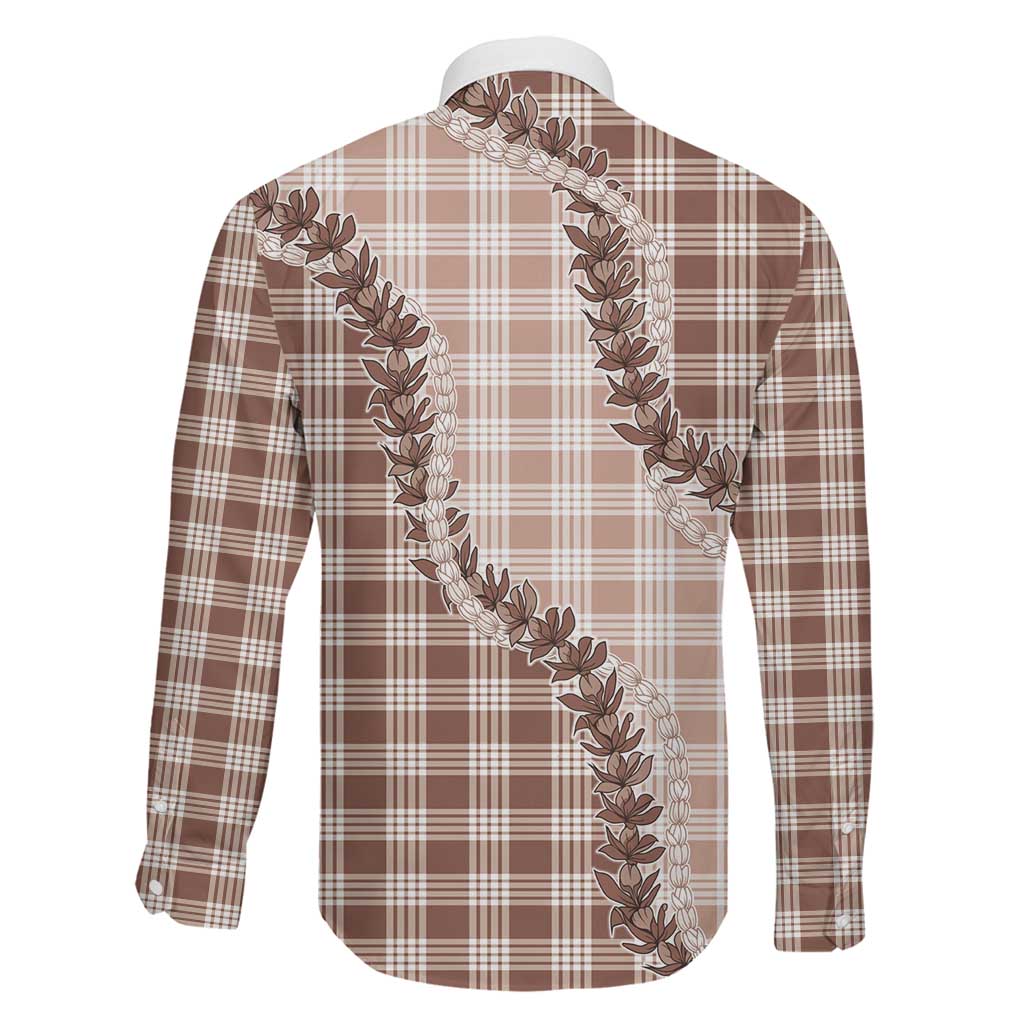 Beige Hawaii Palaka Family Matching Puletasi and Hawaiian Shirt Hawaiian Pikake Lei LT05 - Polynesian Pride