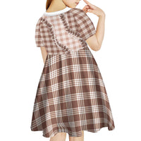 Beige Hawaii Palaka Kid Short Sleeve Dress Hawaiian Pikake Lei