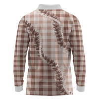 Beige Hawaii Palaka Long Sleeve Polo Shirt Hawaiian Pikake Lei