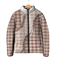 Beige Hawaii Palaka Padded Jacket Hawaiian Pikake Lei