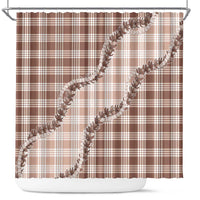 Beige Hawaii Palaka Shower Curtain Hawaiian Pikake Lei