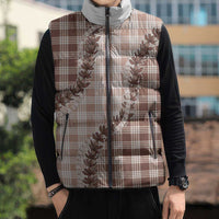 Beige Hawaii Palaka Sleeveless Puffer Jacket Hawaiian Pikake Lei LT05 - Polynesian Pride
