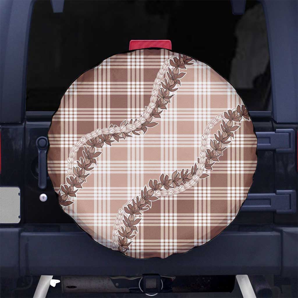 Beige Hawaii Palaka Spare Tire Cover Hawaiian Pikake Lei