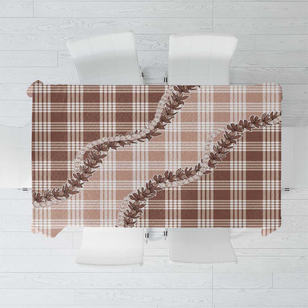 Beige Hawaii Palaka Tablecloth Hawaiian Pikake Lei