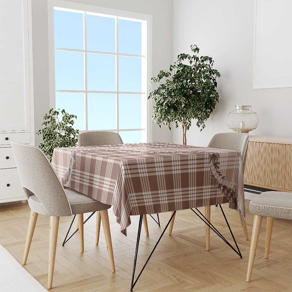 Beige Hawaii Palaka Tablecloth Hawaiian Pikake Lei