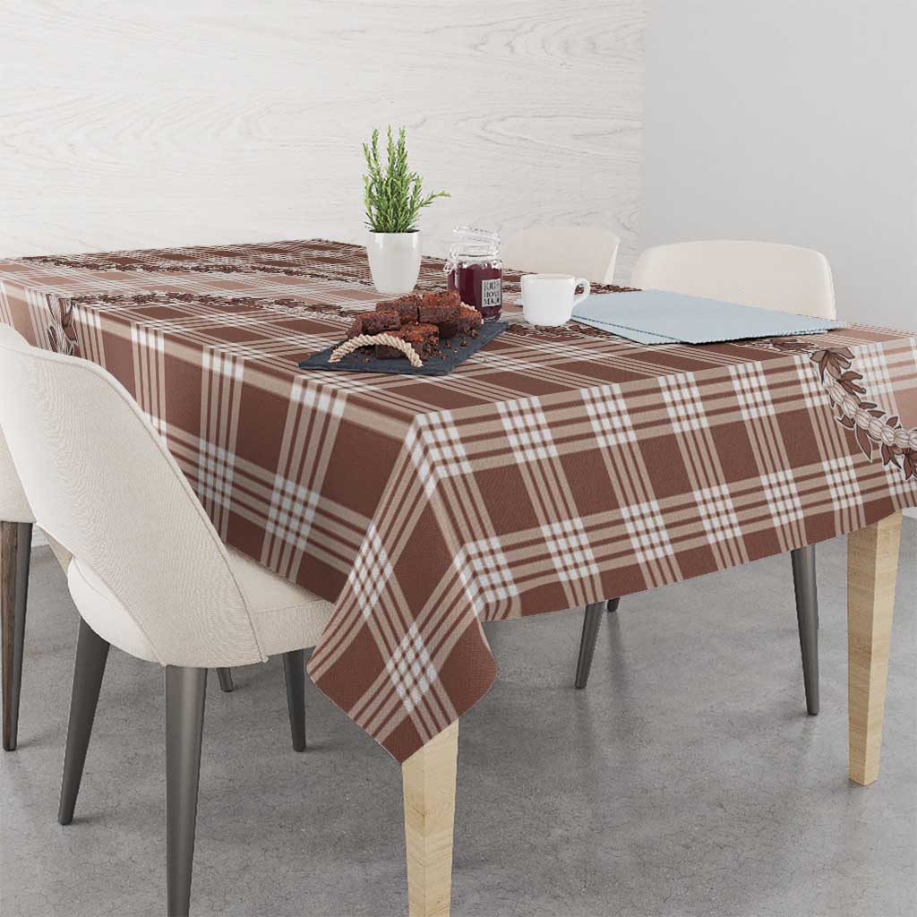 Beige Hawaii Palaka Tablecloth Hawaiian Pikake Lei