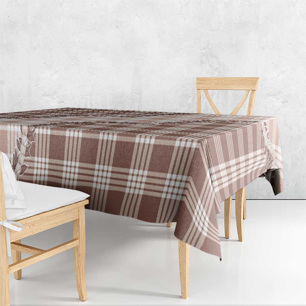 Beige Hawaii Palaka Tablecloth Hawaiian Pikake Lei