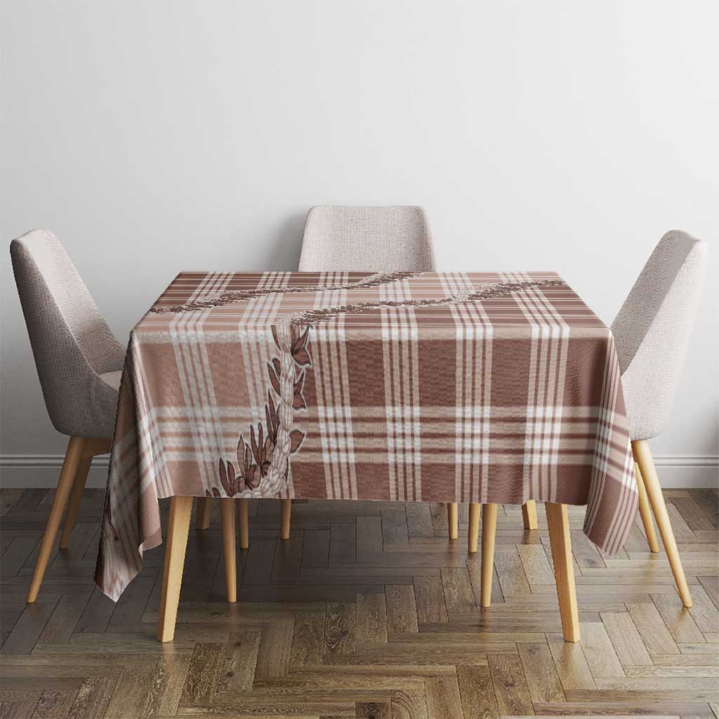 Beige Hawaii Palaka Tablecloth Hawaiian Pikake Lei