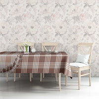 Beige Hawaii Palaka Tablecloth Hawaiian Pikake Lei