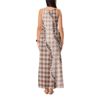 Beige Hawaii Palaka Tank Maxi Dress Hawaiian Pikake Lei