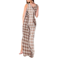 Beige Hawaii Palaka Tank Maxi Dress Hawaiian Pikake Lei
