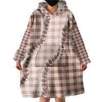 Beige Hawaii Palaka Wearable Blanket Hoodie Hawaiian Pikake Lei