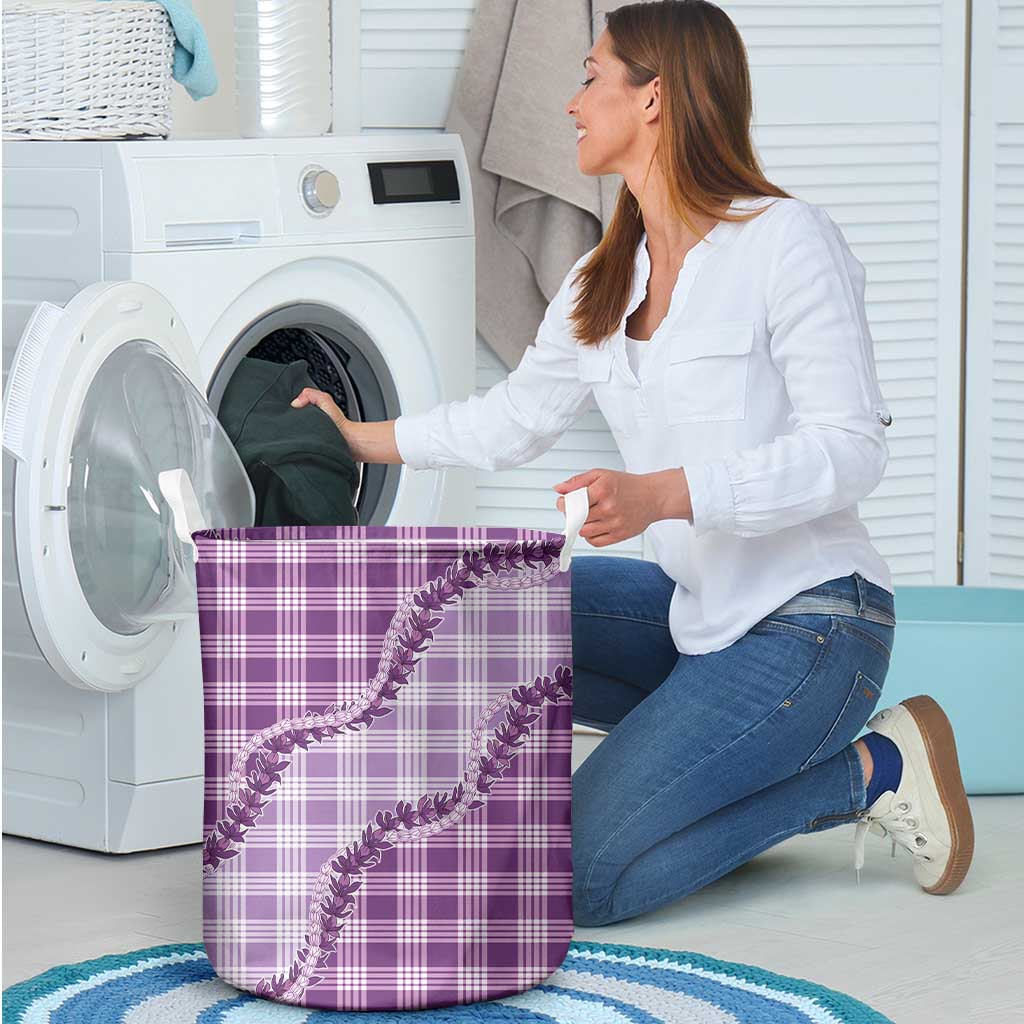 Violet Hawaii Palaka Laundry Basket Hawaiian Pikake Lei LT05 - Polynesian Pride