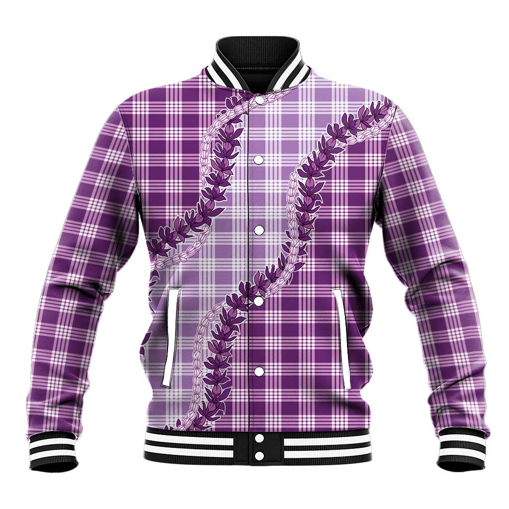 Violet Hawaii Palaka Baseball Jacket Hawaiian Pikake Lei LT05 Unisex Violet - Polynesian Pride