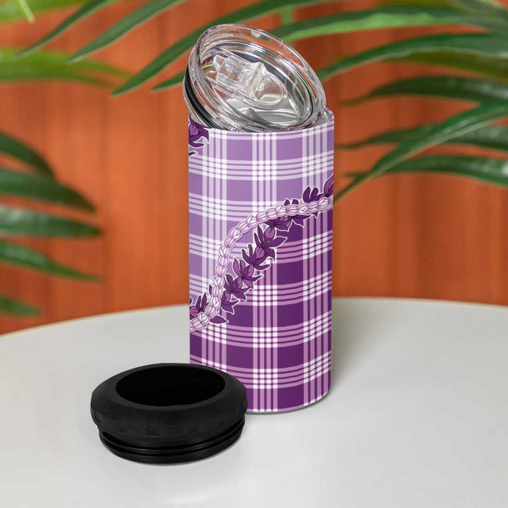 Violet Hawaii Palaka 4 in 1 Can Cooler Tumbler Hawaiian Pikake Lei LT05 - Polynesian Pride
