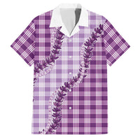 Violet Hawaii Palaka Family Matching Off Shoulder Short Dress and Hawaiian Shirt Hawaiian Pikake Lei LT05 Dad's Shirt - Short Sleeve Violet - Polynesian Pride