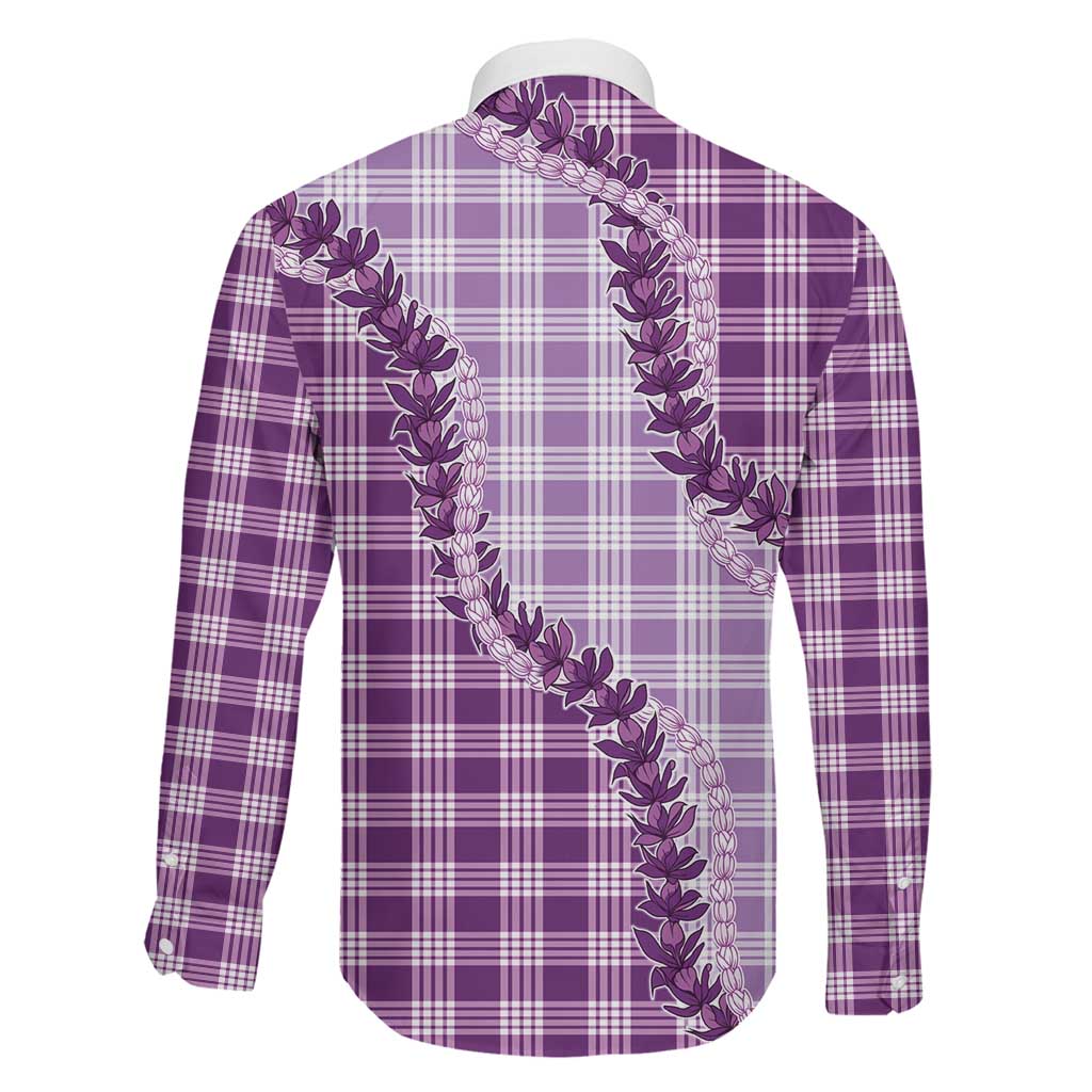Violet Hawaii Palaka Family Matching Off Shoulder Short Dress and Hawaiian Shirt Hawaiian Pikake Lei LT05 - Polynesian Pride