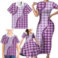 Violet Hawaii Palaka Family Matching Short Sleeve Bodycon Dress and Hawaiian Shirt Hawaiian Pikake Lei LT05 - Polynesian Pride