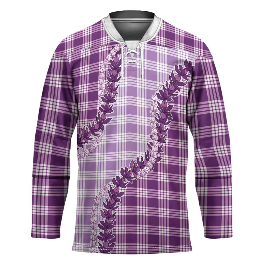 Violet Hawaii Palaka Hockey Jersey Hawaiian Pikake Lei