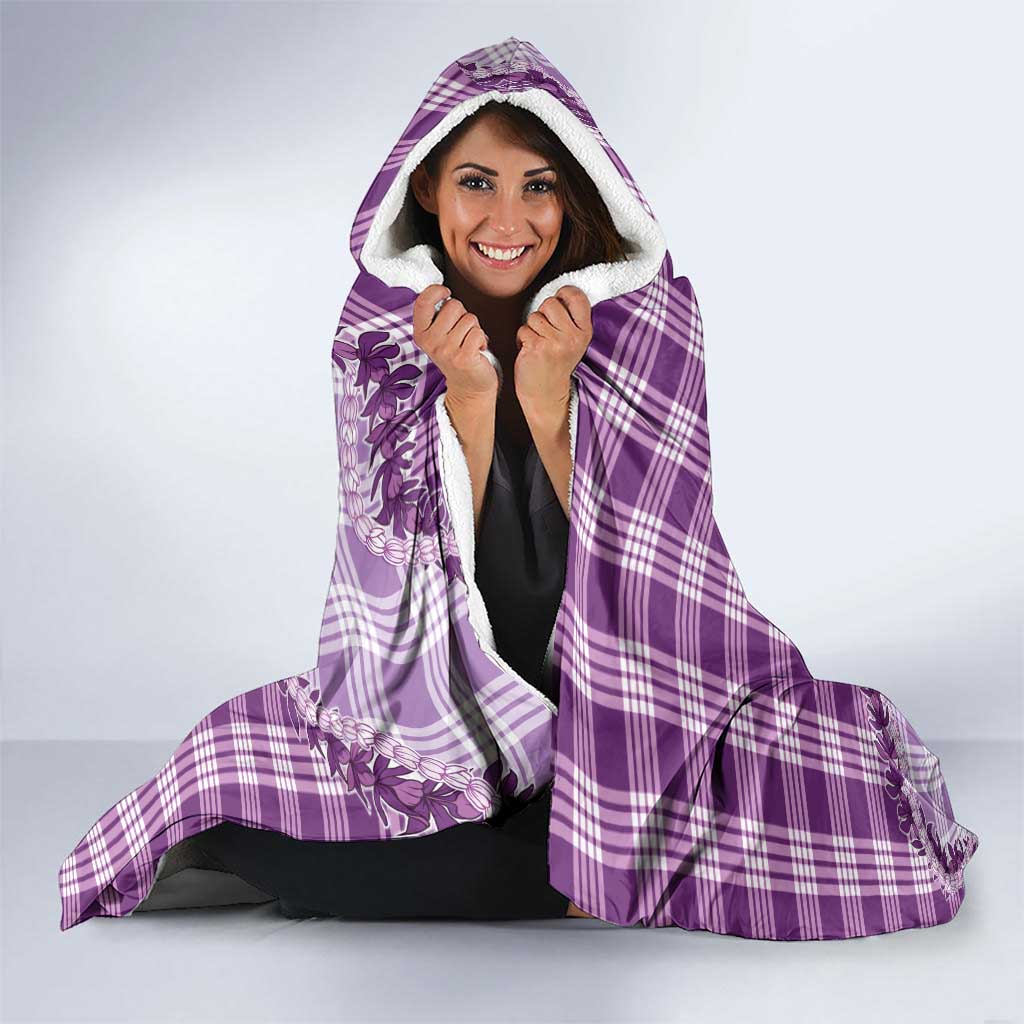 Violet Hawaii Palaka Hooded Blanket Hawaiian Pikake Lei LT05 - Polynesian Pride