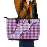 Violet Hawaii Palaka Leather Tote Bag Hawaiian Pikake Lei LT05 - Polynesian Pride