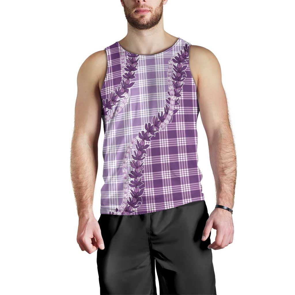 Violet Hawaii Palaka Men Tank Top Hawaiian Pikake Lei LT05 - Polynesian Pride