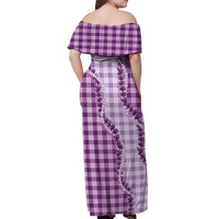 Violet Hawaii Palaka Off Shoulder Maxi Dress Hawaiian Pikake Lei