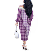 Violet Hawaii Palaka Off The Shoulder Long Sleeve Dress Hawaiian Pikake Lei LT05 - Polynesian Pride