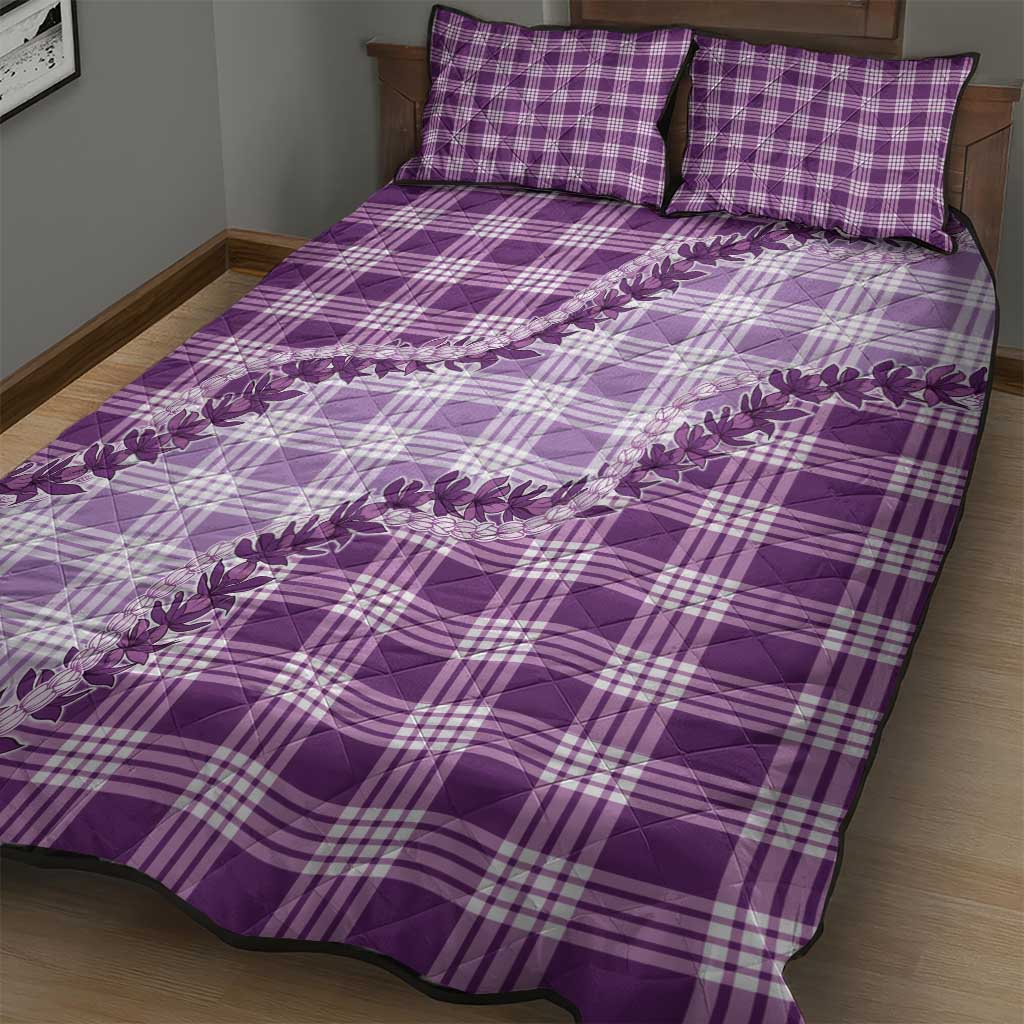 Violet Hawaii Palaka Quilt Bed Set Hawaiian Pikake Lei LT05 - Polynesian Pride
