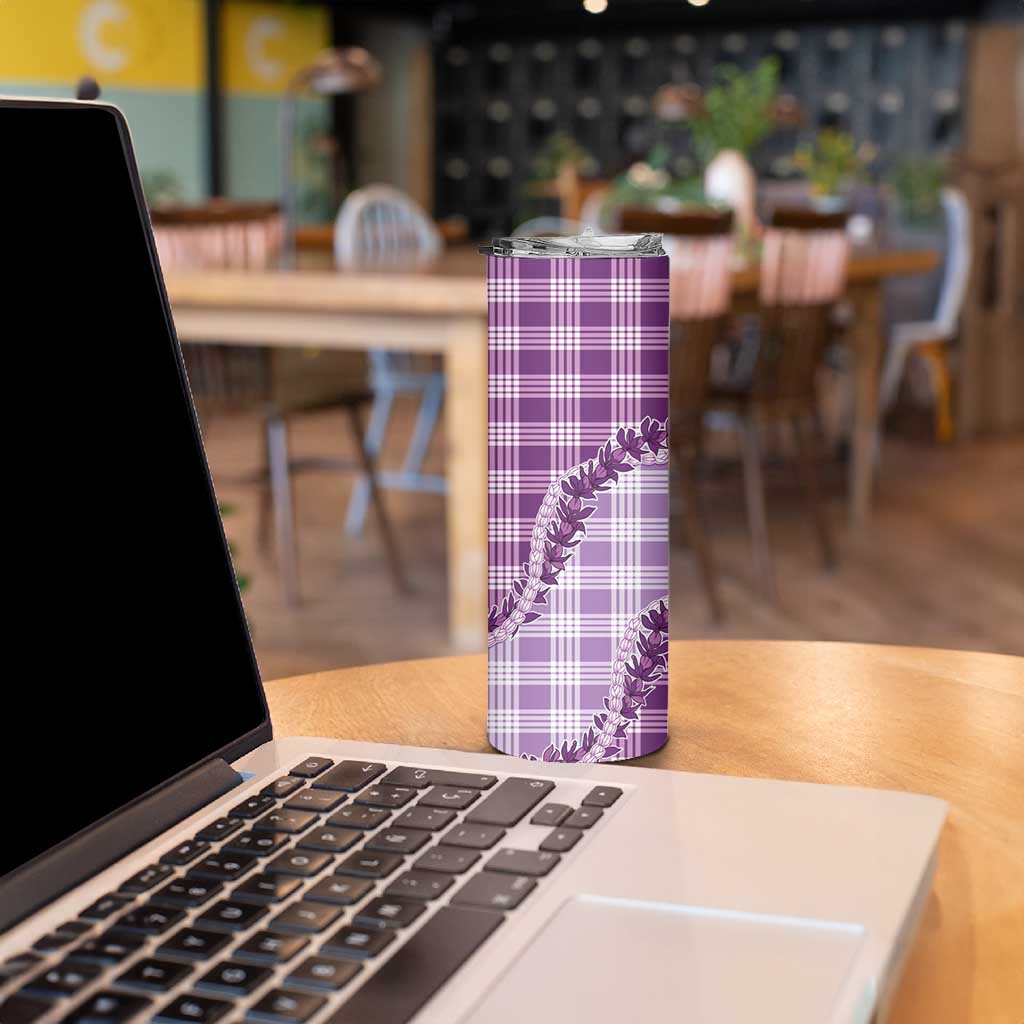 Violet Hawaii Palaka Skinny Tumbler Hawaiian Pikake Lei LT05 - Polynesian Pride